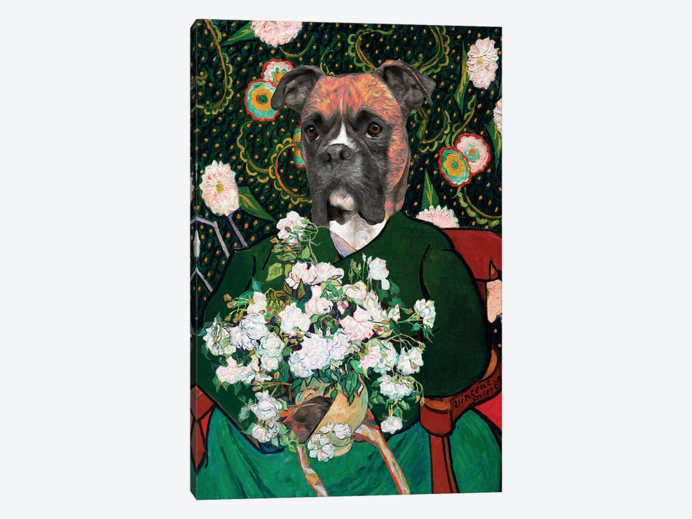 Boxer Dog Allegory Of Art Van Gogh And Model II by Nobility Dogs 1-piece Canvas Wall Art