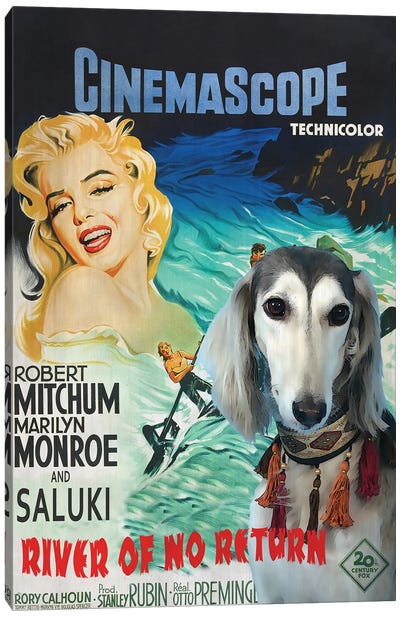 Saluki River Of No Return Canvas Art Print - Vintage Movie Posters
