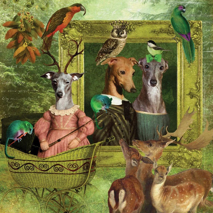 Italian Greyhound Woodland Family Portrait