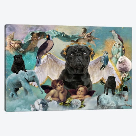 Pug All Dogs Go To Heaven Canvas Print #NDG1991} by Nobility Dogs Art Print