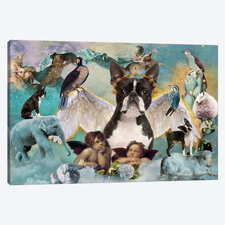 Boston Terrier All Dogs Go To Heaven Canvas Print #NDG1992} by Nobility Dogs Canvas Art Print