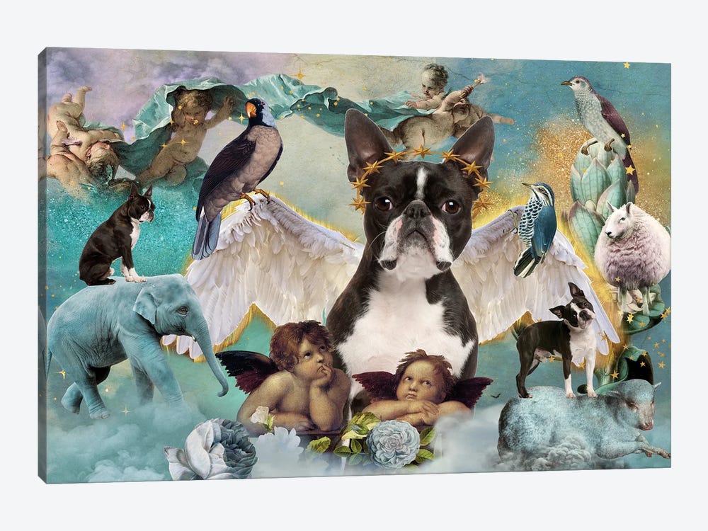 Boston Terrier All Dogs Go To Heaven by Nobility Dogs 1-piece Canvas Wall Art