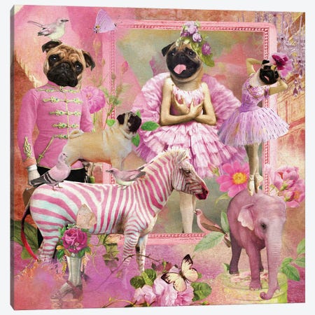 Pug Ballet Slipper Pink Story Canvas Print #NDG1999} by Nobility Dogs Canvas Print