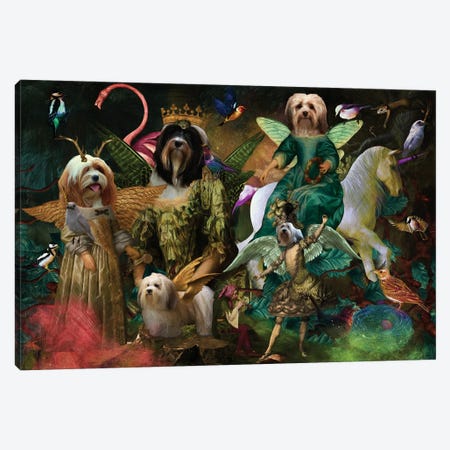 Havanese Dog Unicorn Forest Canvas Print #NDG2008} by Nobility Dogs Canvas Art Print