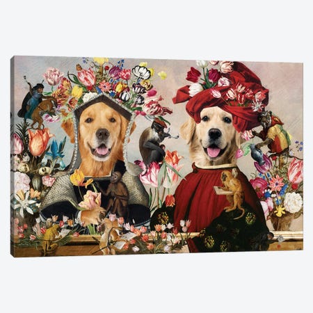 Golden Retriever Allegory Of Tulipmania Canvas Print #NDG2031} by Nobility Dogs Canvas Art