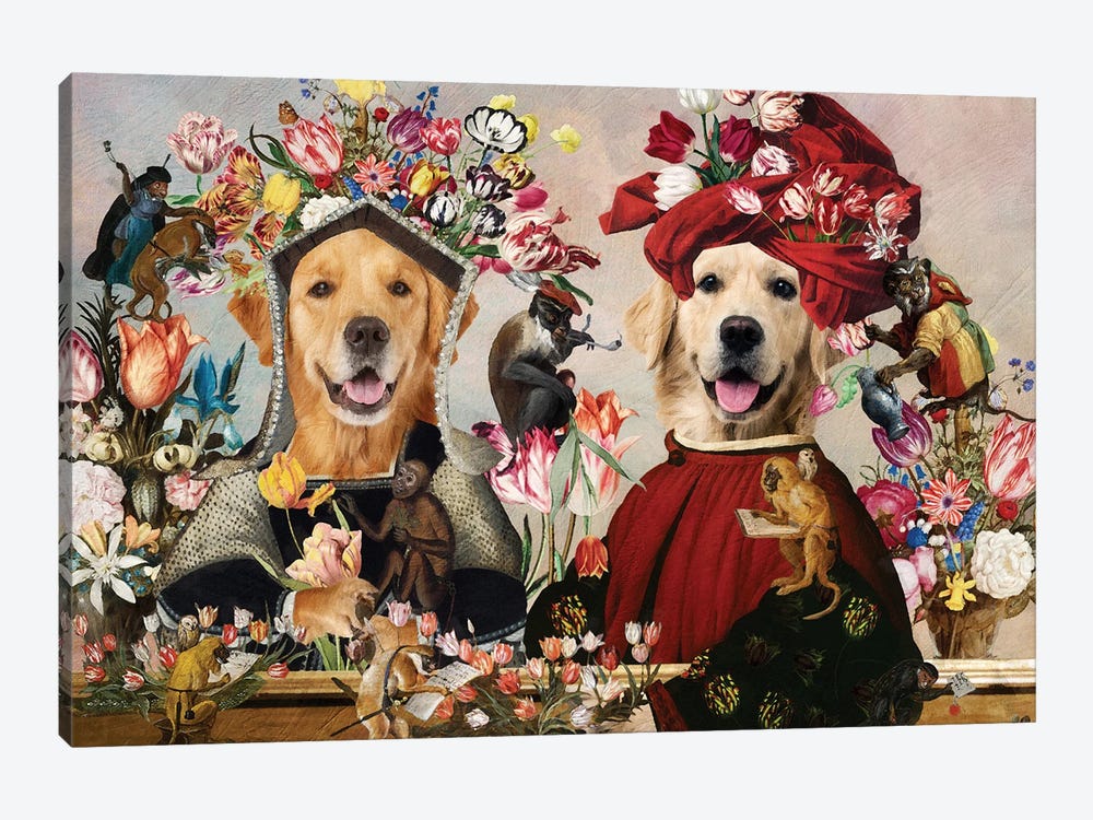 Golden Retriever Allegory Of Tulipmania by Nobility Dogs 1-piece Art Print