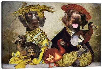 German Wirehaired Pointer Dodo Bird Keepers Canvas Art Print - Pointers & Setters