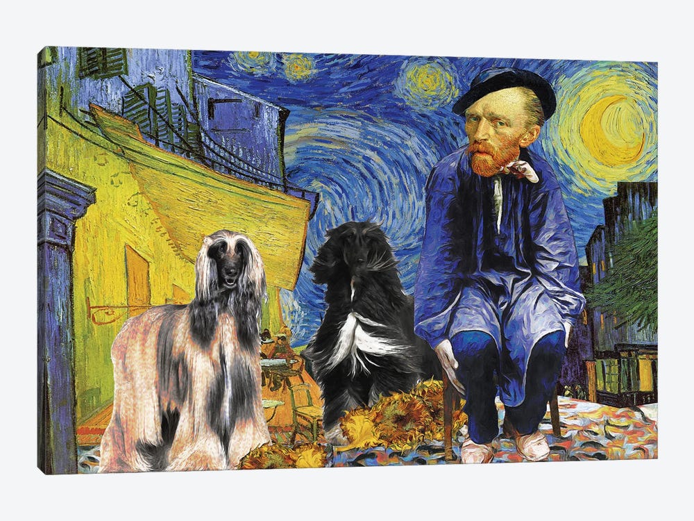 Afghan Hound Starry Night Café terrace by Nobility Dogs 1-piece Art Print