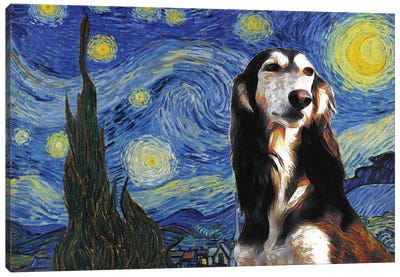 Saluki Starry Night Canvas Art Print