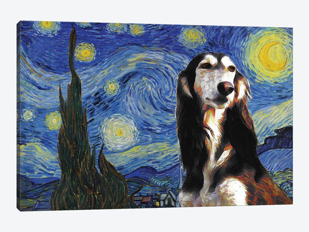 Saluki Starry Night by Nobility Dogs 1-piece Canvas Artwork