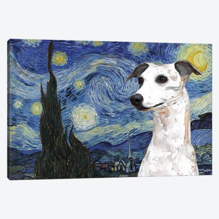 Whippet Starry Night I Canvas Print #NDG2040} by Nobility Dogs Canvas Art Print