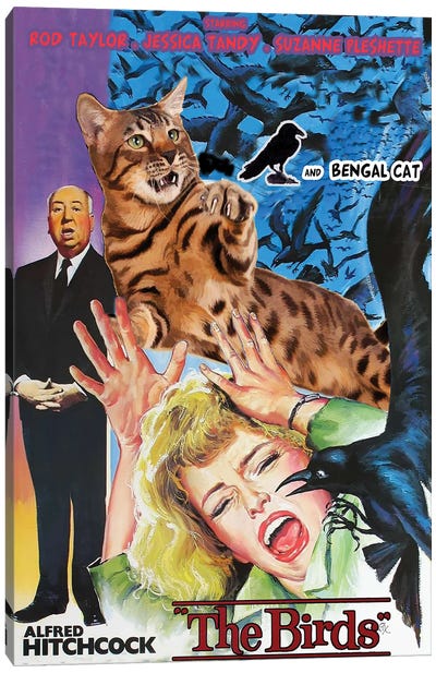 Bengal Cat The Birds Canvas Art Print - Vintage Movie Posters