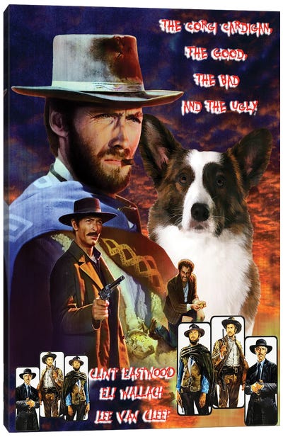 The Good, The Bad And The Ugly Corgi Canvas Art Print - Vintage Movie Posters