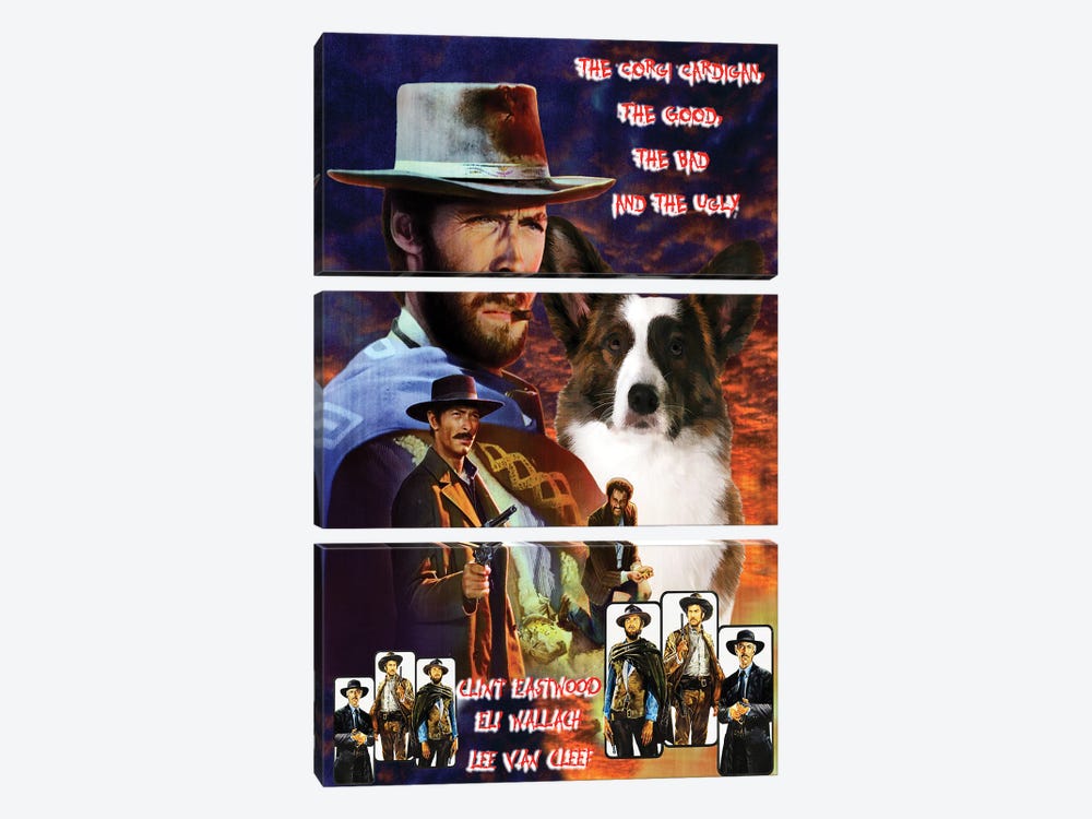 The Good, The Bad And The Ugly Corgi by Nobility Dogs 3-piece Canvas Wall Art