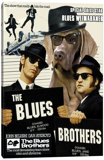 Weimaraner The Blues Brothers Canvas Art Print