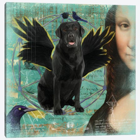 Black Labrador Retriever Angel Da Vinci Canvas Print #NDG206} by Nobility Dogs Canvas Art Print