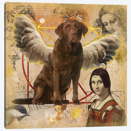 Chocolate Labrador Retriever Angel Da Vinci Canvas Print #NDG207} by Nobility Dogs Canvas Print