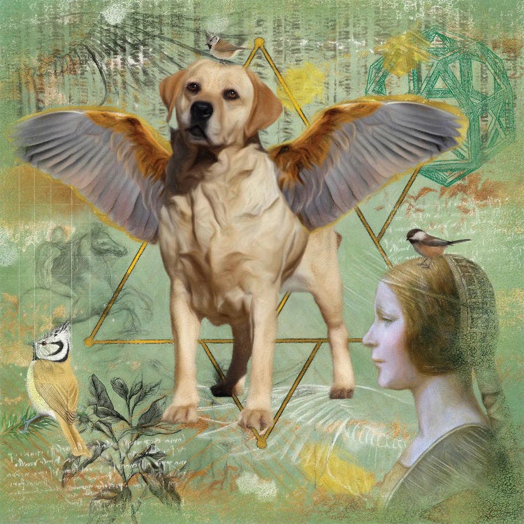 Yellow Labrador Retriever Angel Da - Canvas Art Print | Nobility Dogs