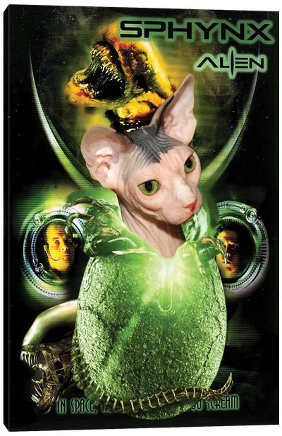 Sphynx Cat Alien Canvas Art Print - Alien
