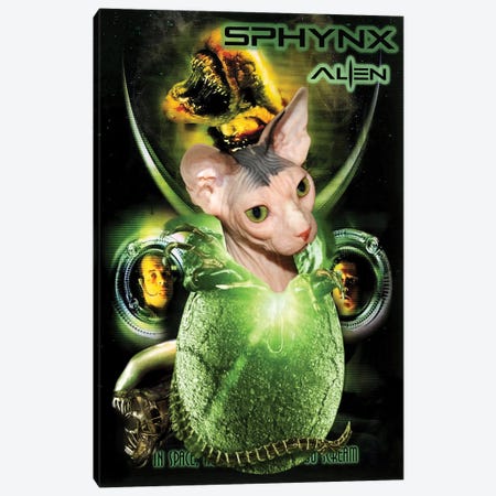 Sphynx Cat Alien Canvas Print #NDG2093} by Nobility Dogs Canvas Artwork