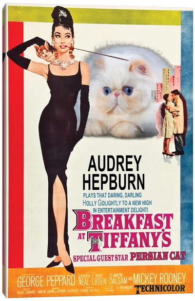 Persian Cat Breakfast At Tiffany Canvas Art Print - Classic Movie Art