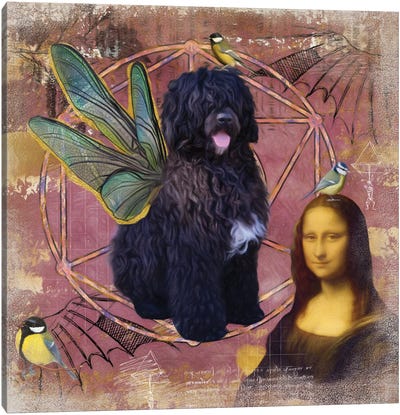 Portuguese Water Dog Angel Da Vinci Canvas Art Print - Portuguese Water Dog