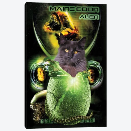 Maine Coon Cat Alien Canvas Print #NDG2114} by Nobility Dogs Canvas Art