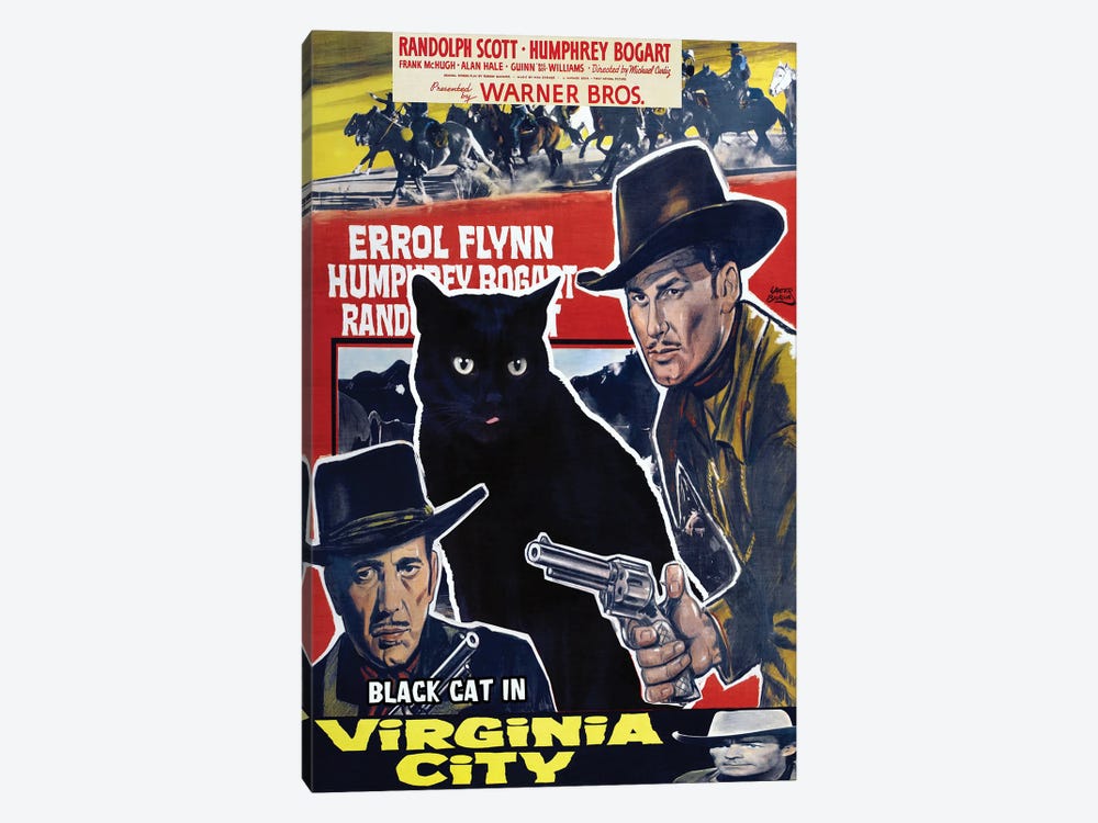 Black Cat Virginia City by Nobility Dogs 1-piece Canvas Art