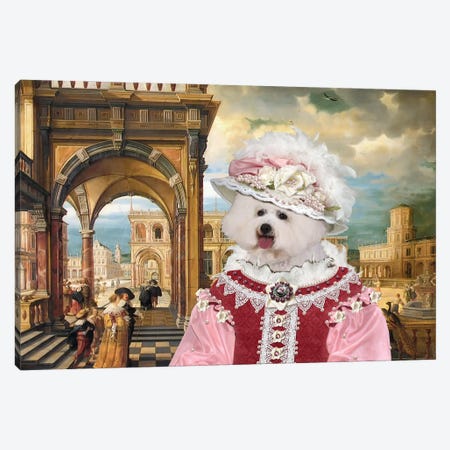 Bichon Frise The Noble Lady In Palace Canvas Print #NDG2135} by Nobility Dogs Canvas Art