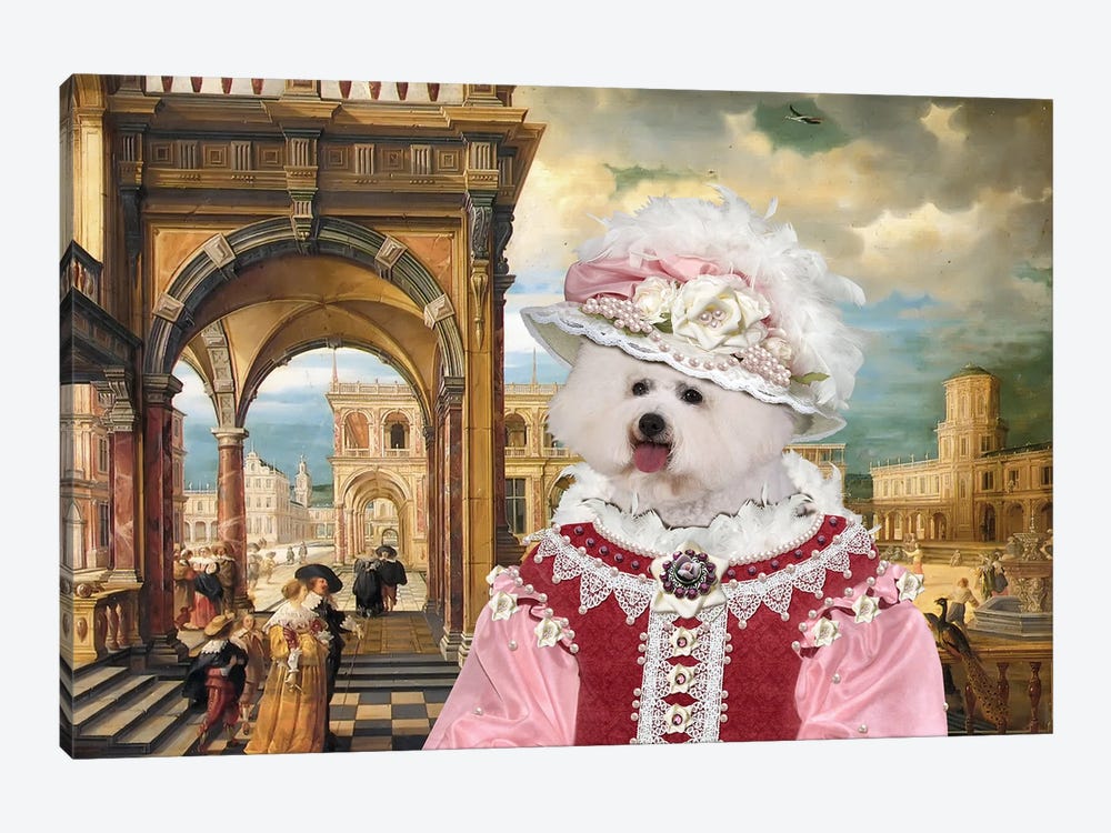 Bichon Frise The Noble Lady In Palace by Nobility Dogs 1-piece Canvas Artwork