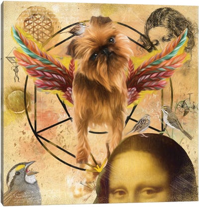 Brussels Griffon Angel Da Vinci Canvas Art Print - Mona Lisa Reimagined