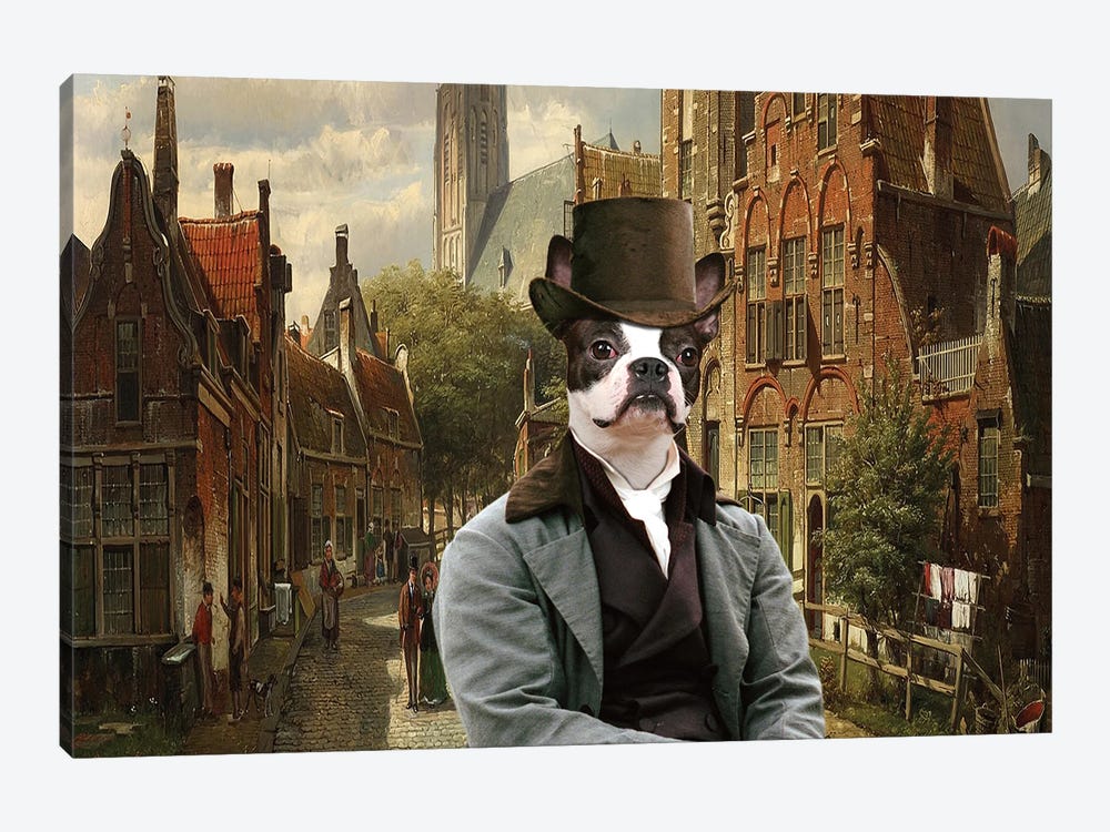 Boston Terrier Dutch Street by Nobility Dogs 1-piece Canvas Print