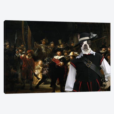 Boston Terrier The Night Watch Canvas Print #NDG2142} by Nobility Dogs Canvas Art