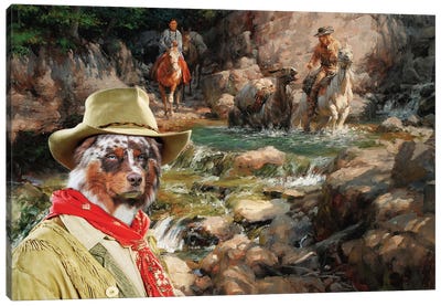 Australian Shepherd Golden Rush Canvas Art Print - Australian Shepherd Art