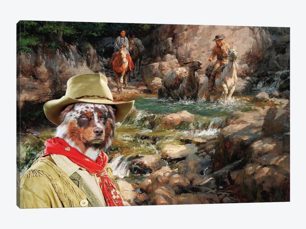 Australian Shepherd Golden Rush by Nobility Dogs 1-piece Canvas Wall Art