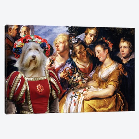 Bearded Collie Flower Crowns Canvas Print #NDG2156} by Nobility Dogs Canvas Wall Art