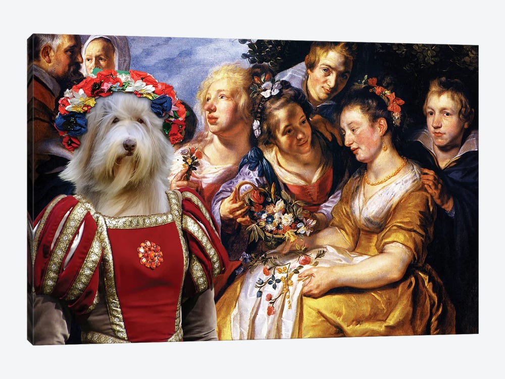 Bearded Collie Flower Crowns by Nobility Dogs 1-piece Canvas Art Print