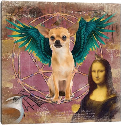 Red Chihuahua Angel Da Vinci Canvas Art Print - Mona Lisa Reimagined