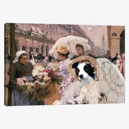 Border Collie The Florist Canvas Print #NDG2164} by Nobility Dogs Canvas Art Print
