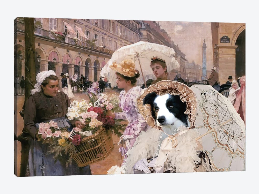 Border Collie The Florist by Nobility Dogs 1-piece Canvas Artwork