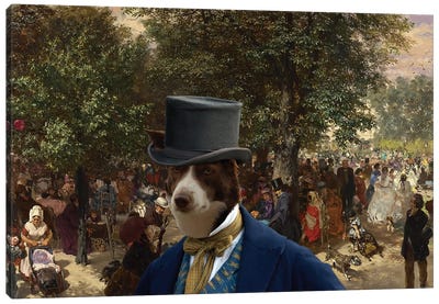 Border Collie Afternoon In the Tuileries Gardens Canvas Art Print - Border Collies