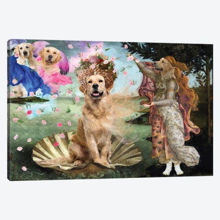 Golden Retriever The Birth Of Venus Canvas Print #NDG2177} by Nobility Dogs Canvas Artwork
