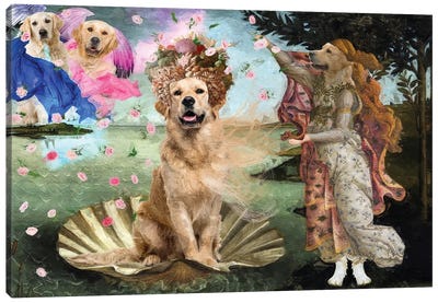Golden Retriever The Birth Of Venus Canvas Art Print - Nobility Dogs
