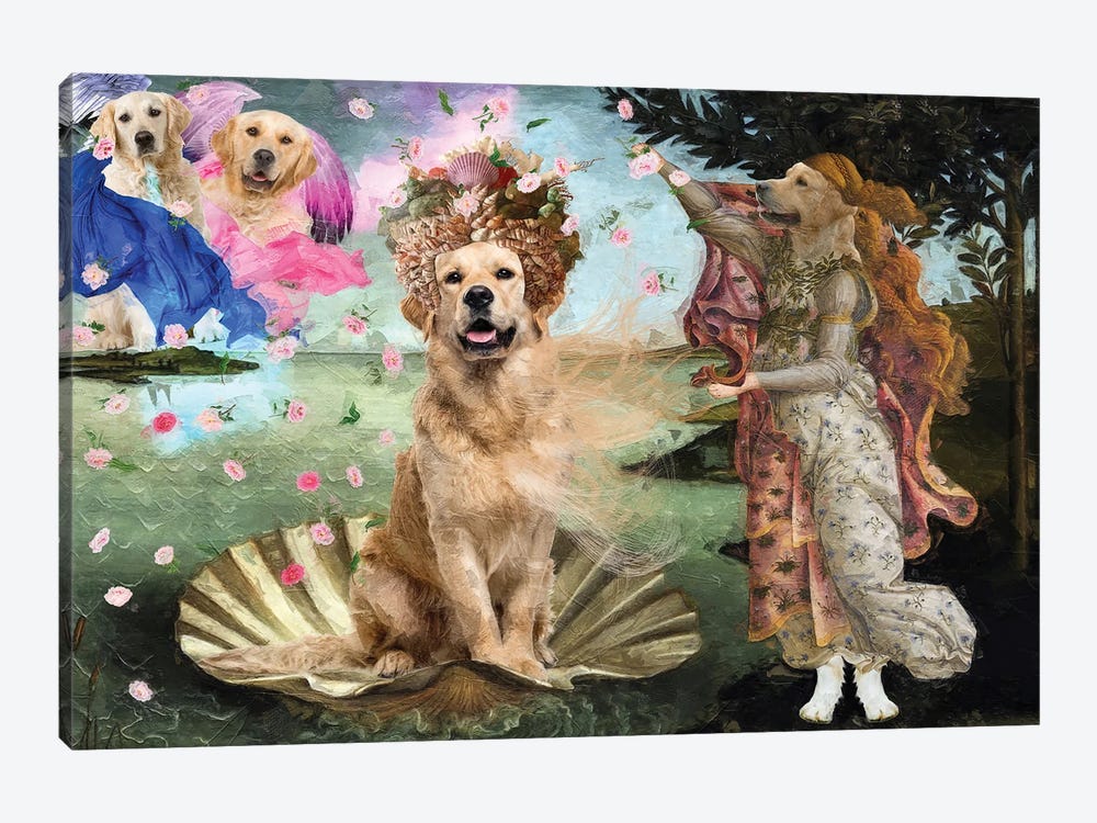 Golden Retriever The Birth Of Venus by Nobility Dogs 1-piece Canvas Art