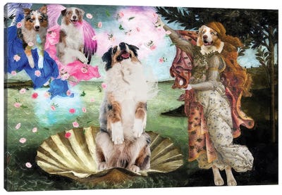 Australian Shepherd The Birth Of Venus Canvas Art Print - Nobility Dogs