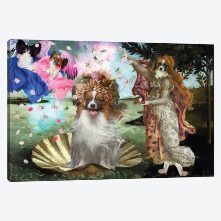Papillon Dog The Birth Of Venus Canvas Print #NDG2180} by Nobility Dogs Canvas Wall Art