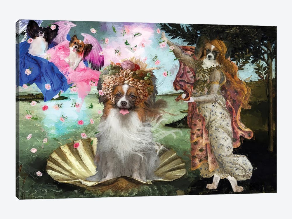 Papillon Dog The Birth Of Venus by Nobility Dogs 1-piece Canvas Artwork