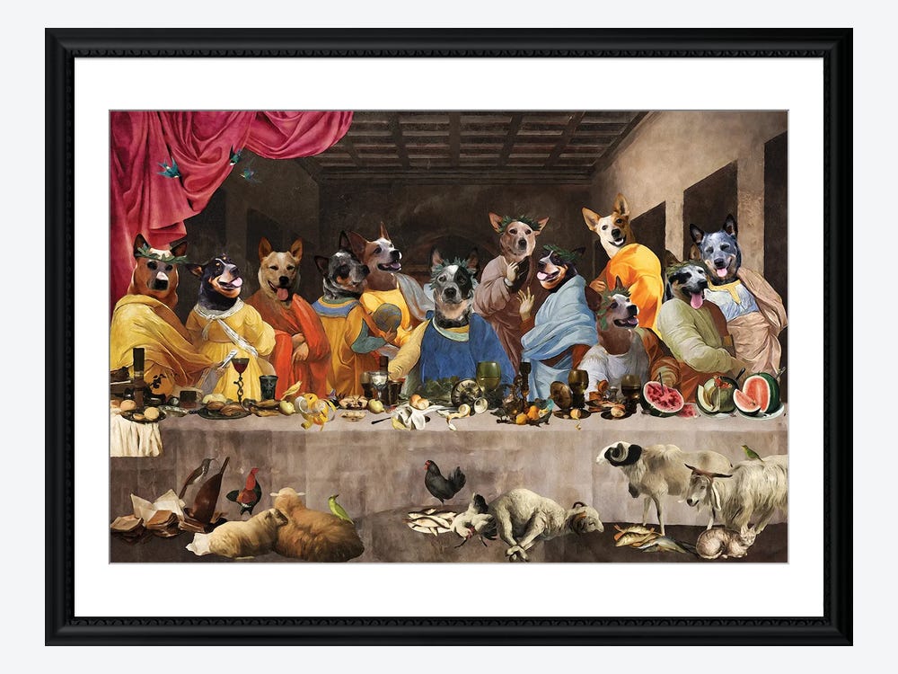 Australian Cattle Dog Last Supper Art Print By Nobility Dogs | Icanvas