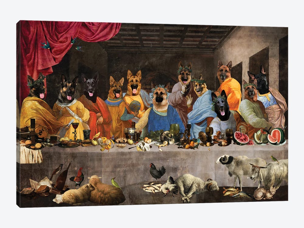 German Shepherd Last Supper by Nobility Dogs 1-piece Art Print