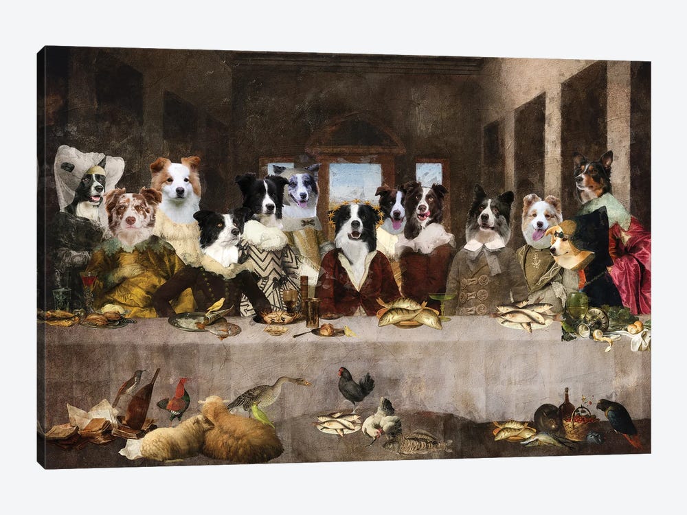 Border Collie Last Supper by Nobility Dogs 1-piece Canvas Artwork